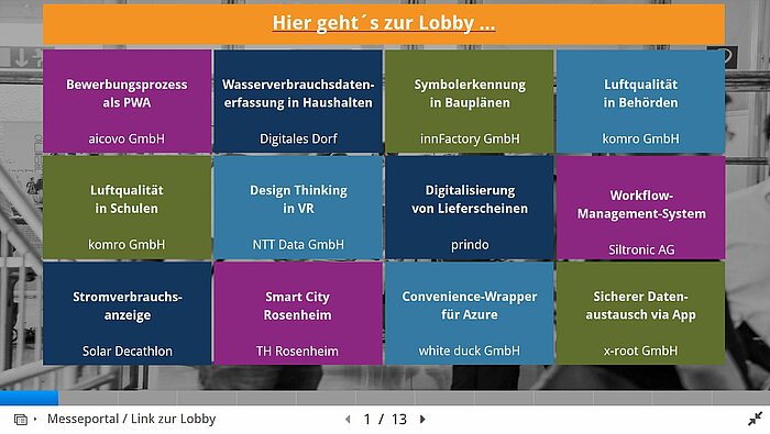Messeportal der virtuellen Projektmesse Digitalisierung