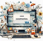 Computerbildschirm mit Anzeigen "under construction"