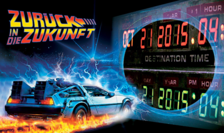 Im Film "Zurück in die Zukunft" war die Zeitmaschine in einen DeLorean eingebaut. Filmreihe aus den 1980ern.