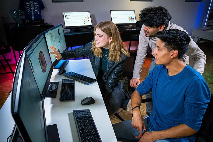 Students studying at the computer