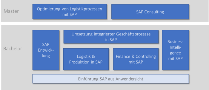 Übersicht zur aktuellen Modulgestaltung im Bachelor und Master im Bereich SAP