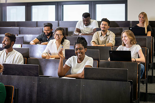 Students attending a lecture at Campus Burghausen