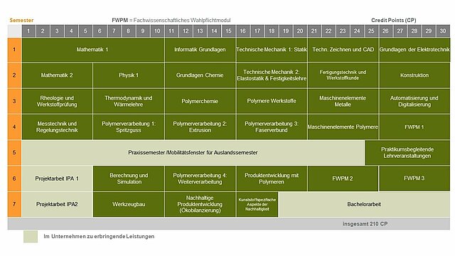 Studienverlaufsplan Nachhaltige Polymertechnik Dual mit Praxissemester