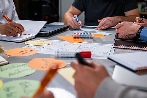 Studierende beim Brainstorming