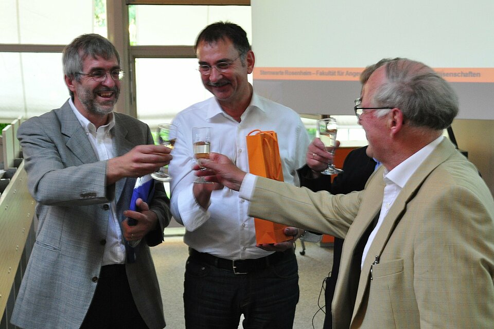 2017: Das Astro-Team der Technischen Hochschule feiert 30 Jahre Sternwarte Rosenheim: Elmar Junker, Manfred Kliemke, Aribert Nieswandt