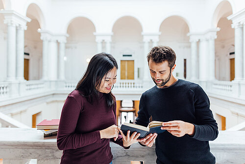 Two persons on campus