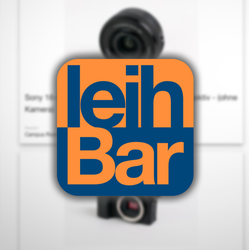 Logo der leihBar vor ihrer Benutzeroberfläche