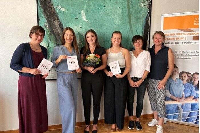 Carola Nick, Prof. Dr. Katharina Lüftl, Katharina Schwarz, Romina Kneißl sowie Manina Sobe und Brigitte Plank von den Sozialen Diensten Senioren der Caritas Rosenheim (von links)