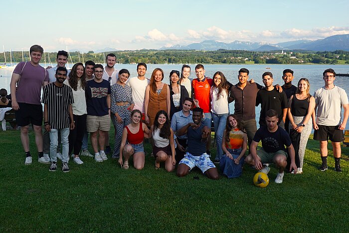 Group of international students at lake Simssee