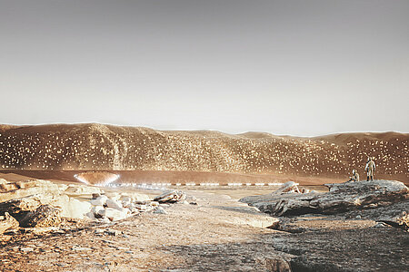 Blick über Mars Großstadt 'Nüwa'. Projektstudie. 