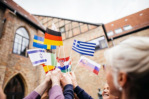 Persons with flags